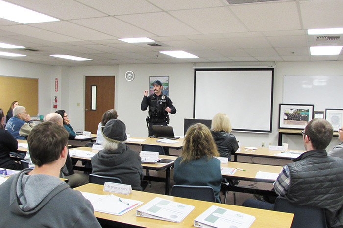 Police Citizens Academy classroom demonstration.