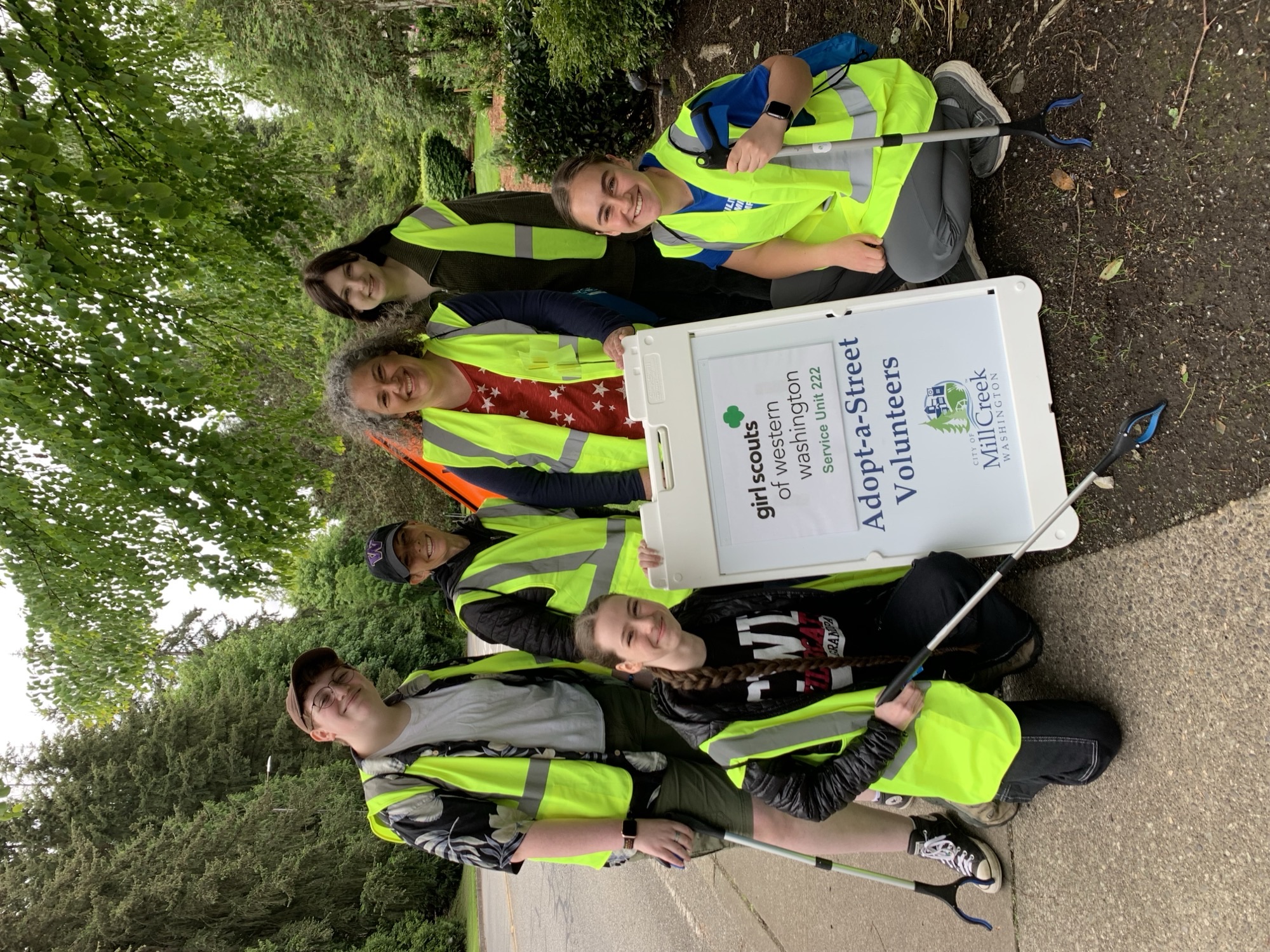 Girl Scouts of Western Washington volunteering for Adopt-a-Street