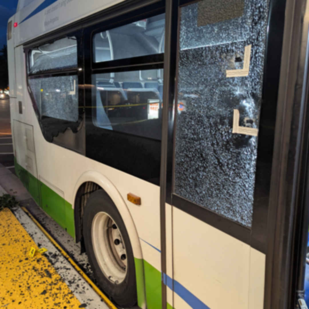 Image of the involved bus on164th St. SE taken 8/16/25 at approximately 8:49 p.m., courtesy of Mill Creek Police Department.